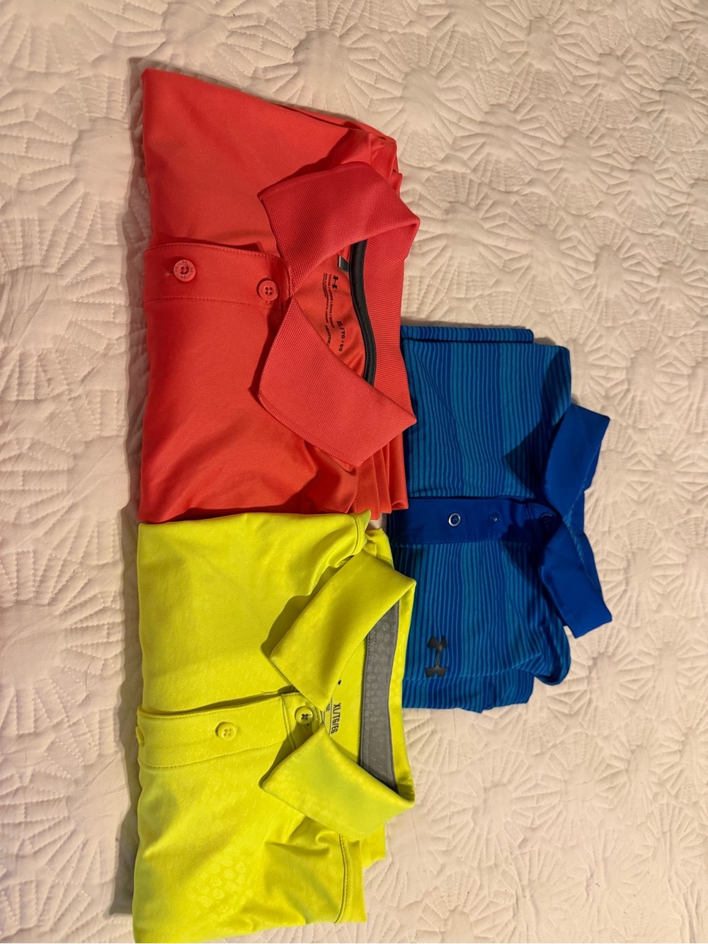 Under Armour Men’s Polo Shirts - Coral, Neon Yellow, Royal Blue